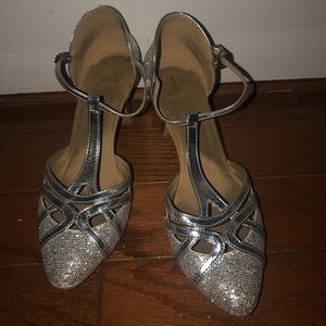Sparkly silver heels